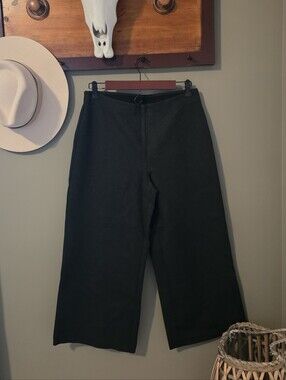 Charcoal Gray Wide Leg Crop Trousers Career Business Casual Office